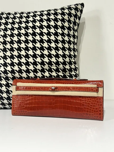 Crocodile Leather Red 31cm Glossy Silver Hardware Top Handle Bag WCB066