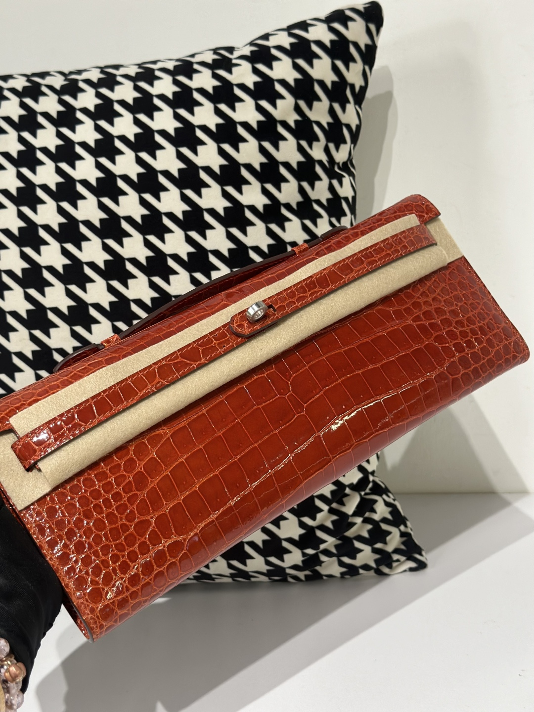 Crocodile Leather Red 31cm Glossy Silver Hardware Top Handle Bag WCB066 image 2