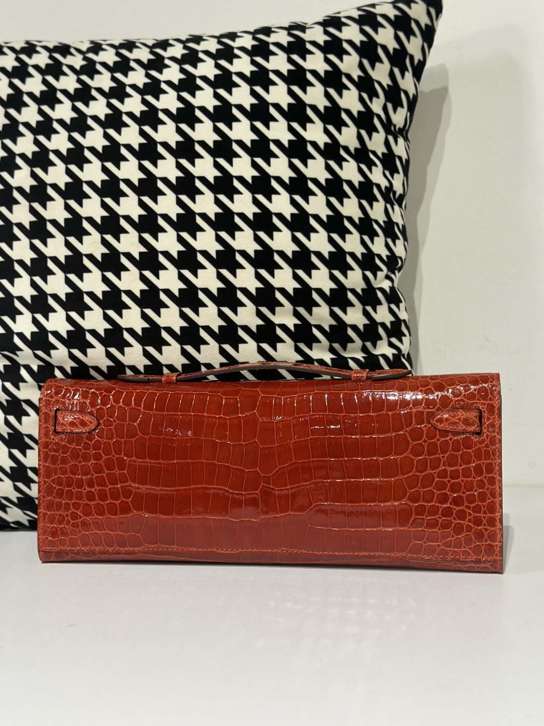 Crocodile Leather Red 31cm Glossy Silver Hardware Top Handle Bag WCB066 image 3