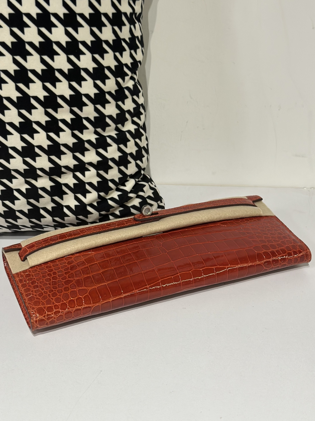 Crocodile Leather Red 31cm Glossy Silver Hardware Top Handle Bag WCB066 image 6