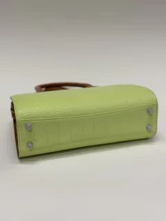 Crocodile Leather Women's Belly Cut Golden Brown Matte Mixed Leather Top Handle Bag WCB068 image 6
