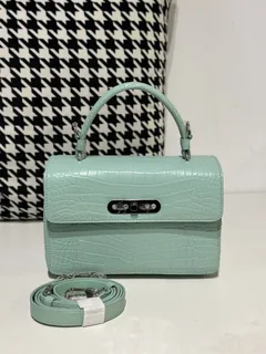 Crocodile Leather Women's Belly Cut Mint Green Matte Metal Hardware Shoulder Bag WCB070 image 1