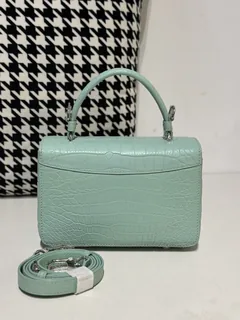 Crocodile Leather Women's Belly Cut Mint Green Matte Metal Hardware Shoulder Bag WCB070 image 3