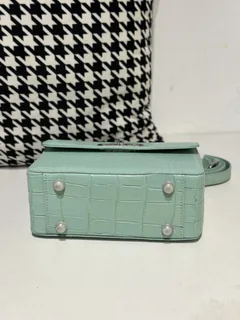 Crocodile Leather Women's Belly Cut Mint Green Matte Metal Hardware Shoulder Bag WCB070 image 6