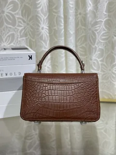 Crocodile Leather Women's Belly Cut Golden Brown Matte Metal Hardware Shoulder Bag WCB071 image 3
