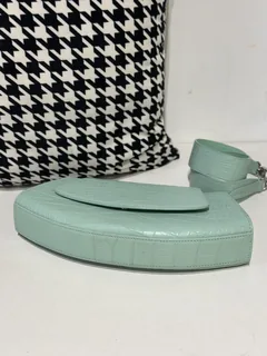 Crocodile Leather Women's Belly Cut Mint Green Silver Hardware Metal Hardware Clutch Bag WCB074 image 6