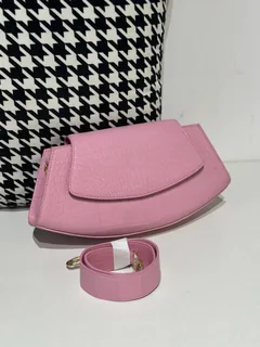 Crocodile Leather Women's Belly Cut Sakura Pink Gold Hardware Metal Hardware Clutch Bag WCB076 image 1