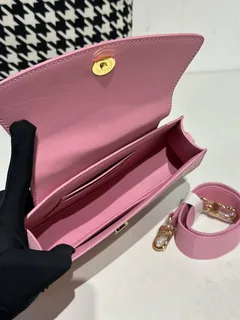 Crocodile Leather Women's Belly Cut Sakura Pink Gold Hardware Metal Hardware Clutch Bag WCB076 image 2
