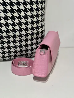 Crocodile Leather Women's Belly Cut Sakura Pink Silver Hardware Metal Hardware Clutch Bag WCB077 image 5