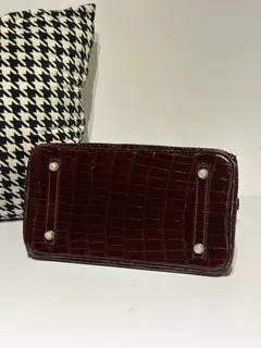 Crocodile Leather 30cm Glossy Burgundy Gold Hardware Top Handle Tote Bag WCB079 image 6