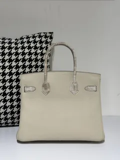 Crocodile Leather Himalayan 30cm Matte Mixed Leather Gold Hardware Top Handle Tote Bag WCB080 image 3