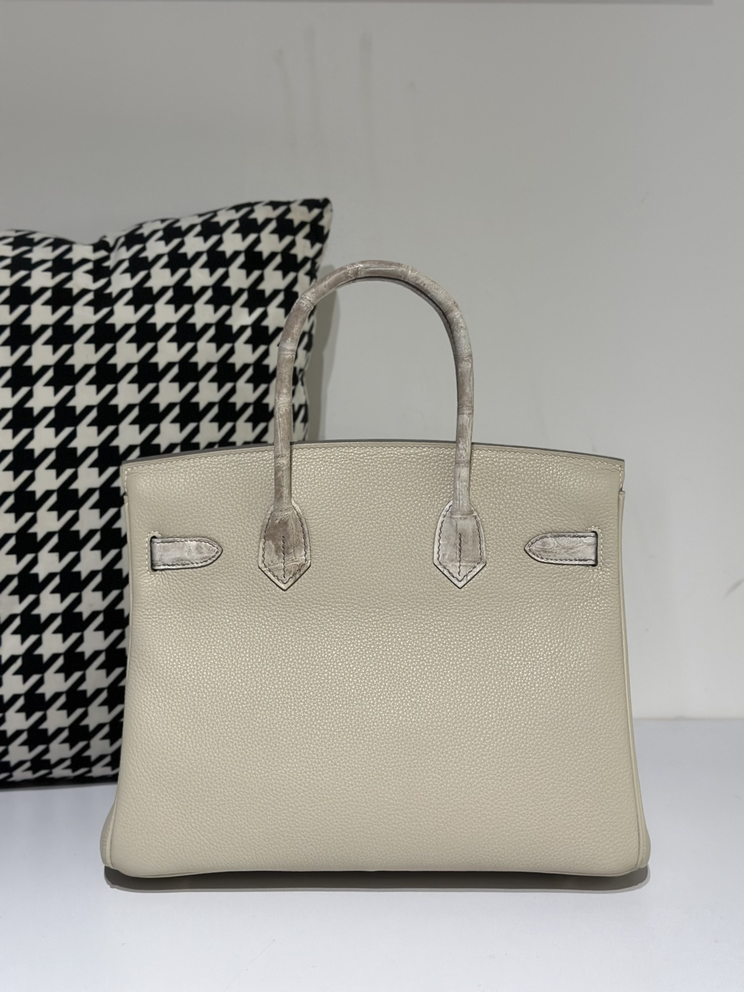 Crocodile Leather Himalayan 30cm Matte Mixed Leather Gold Hardware Top Handle Tote Bag WCB080 photo 3