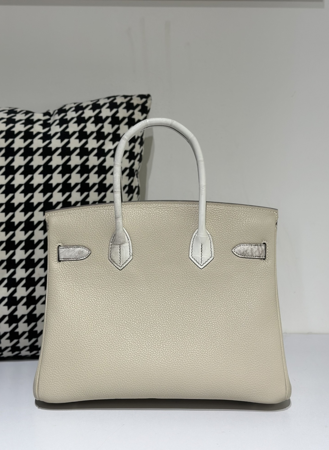 Crocodile Leather Himalayan 30cm Matte Mixed Leather Silver Hardware Top Handle Tote Bag WCB081 photo 3