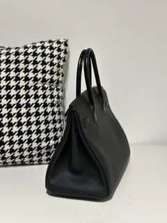 Crocodile Leather Black 30cm Matte Mixed Leather Silver Hardware Top Handle Tote Bag WCB083 image 4
