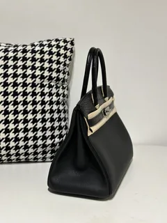 Crocodile Leather Black 30cm Matte Mixed Leather Silver Hardware Top Handle Tote Bag WCB083 image 5