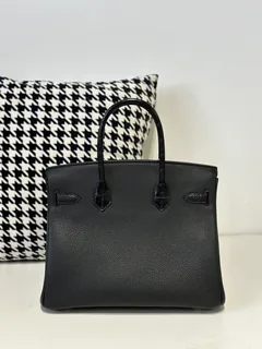 Crocodile Leather Black 30cm Matte Mixed Leather Gold Hardware Top Handle Tote Bag WCB084 image 3