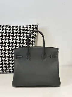 Crocodile Leather Graphite Gray 30cm Matte Silver Hardware Top Handle Tote Bag WCB086 image 3