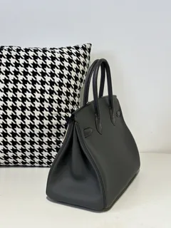 Crocodile Leather Graphite Gray 30cm Matte Silver Hardware Top Handle Tote Bag WCB086 image 4