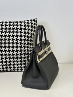 Crocodile Leather Graphite Gray 30cm Matte Silver Hardware Top Handle Tote Bag WCB086 image 5