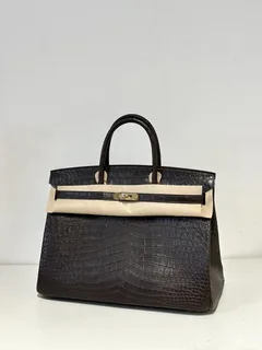 Crocodile Leather Ebony 40cm Matte Gold Hardware Top Handle Tote Bag WCB091 image 2