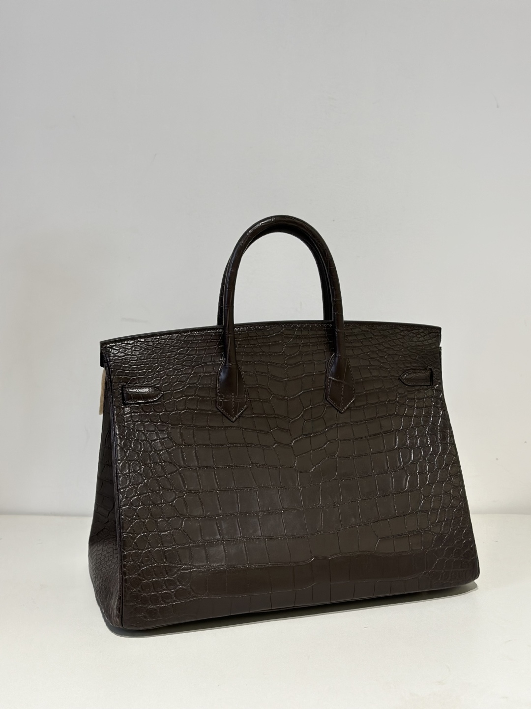 Crocodile Leather Ebony 40cm Matte Gold Hardware Top Handle Tote Bag WCB091 photo 3