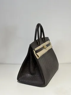 Crocodile Leather Ebony 40cm Matte Gold Hardware Top Handle Tote Bag WCB091 image 5