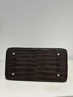 Crocodile Leather Ebony 40cm Matte Gold Hardware Top Handle Tote Bag WCB091 image 6