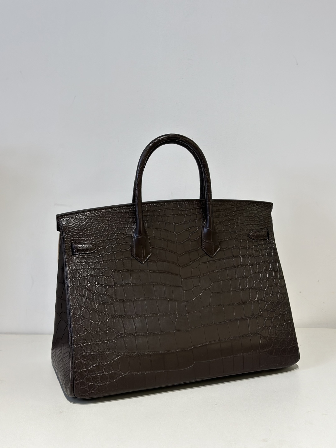 Crocodile Leather Ebony 40cm Matte Silver Hardware Top Handle Tote Bag WCB092 photo 3