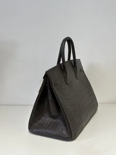 Crocodile Leather Ebony 40cm Matte Silver Hardware Top Handle Tote Bag WCB092 image 4