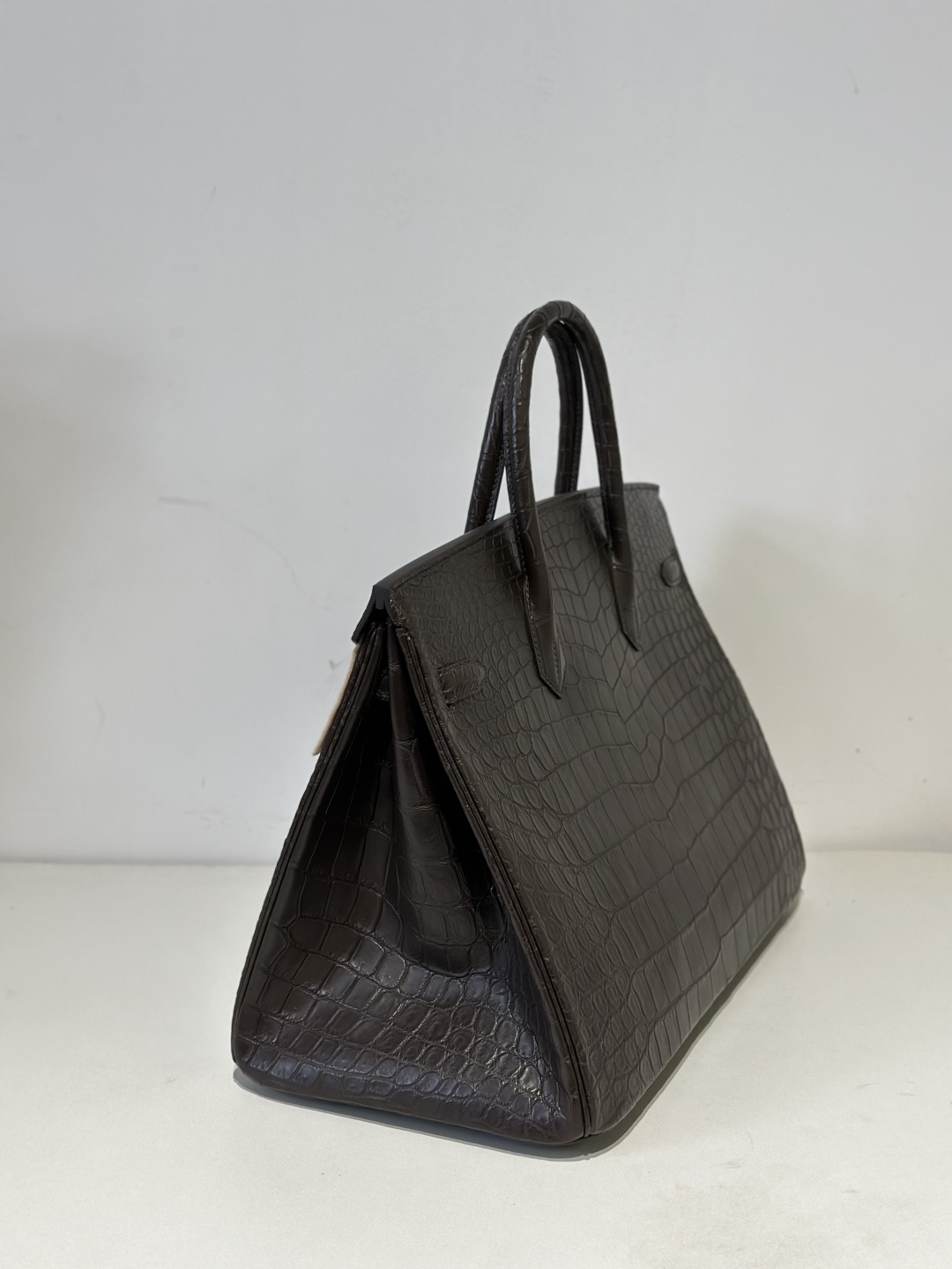Crocodile Leather Ebony 40cm Matte Silver Hardware Top Handle Tote Bag WCB092 photo 4