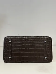 Crocodile Leather Ebony 40cm Matte Silver Hardware Top Handle Tote Bag WCB092 image 6