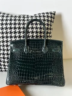 Crocodile Leather Emerald Green 30cm Glossy Silver Hardware Top Handle Tote Bag WCB094 image 3