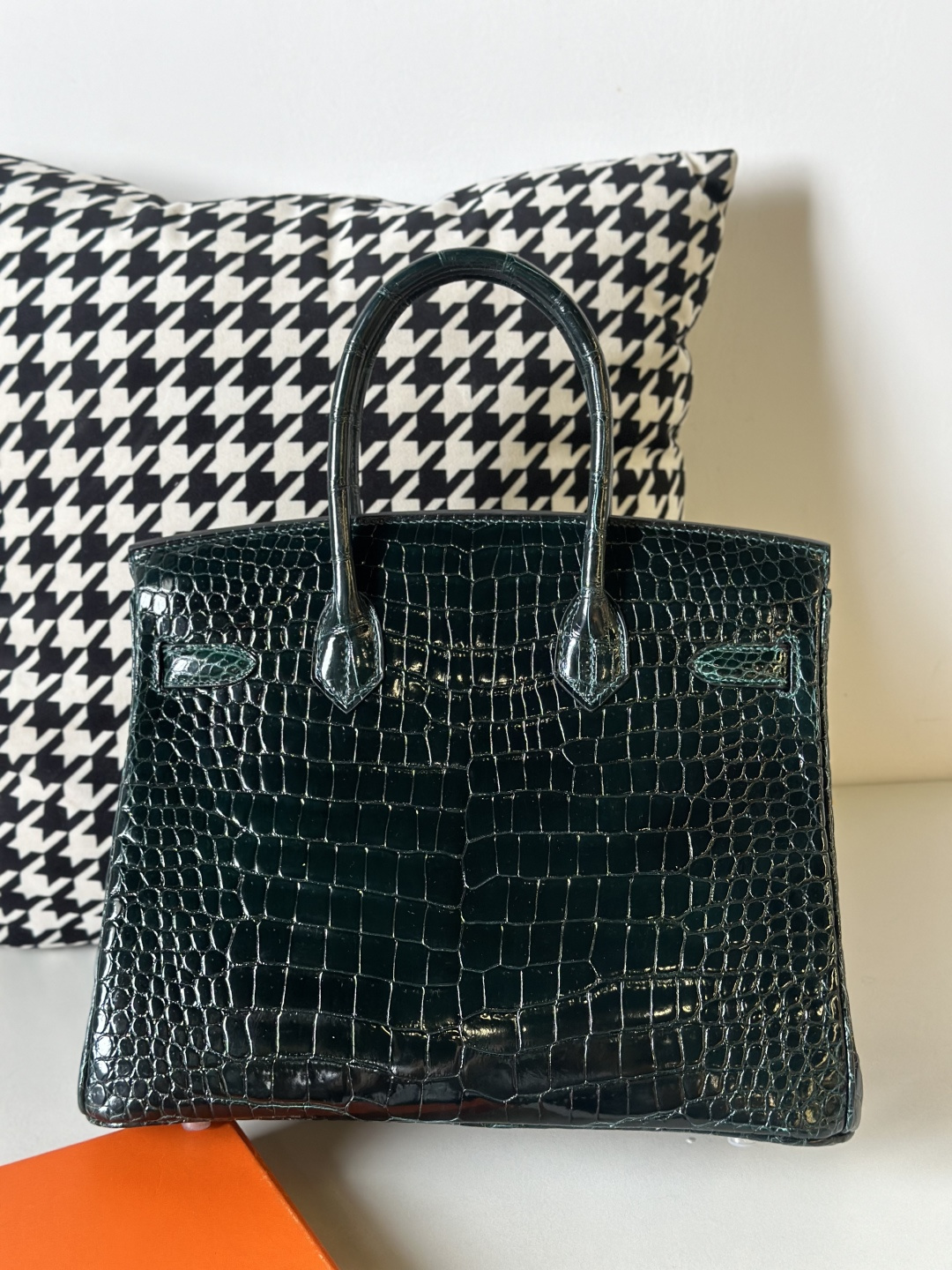 Crocodile Leather Emerald Green 30cm Glossy Silver Hardware Top Handle Tote Bag WCB094 photo 3