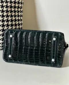 Crocodile Leather Emerald Green 30cm Glossy Silver Hardware Top Handle Tote Bag WCB094 image 6