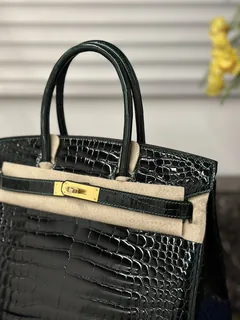 Crocodile Leather Emerald Green 30cm Glossy Top Handle Tote Bag WCB096 image 2