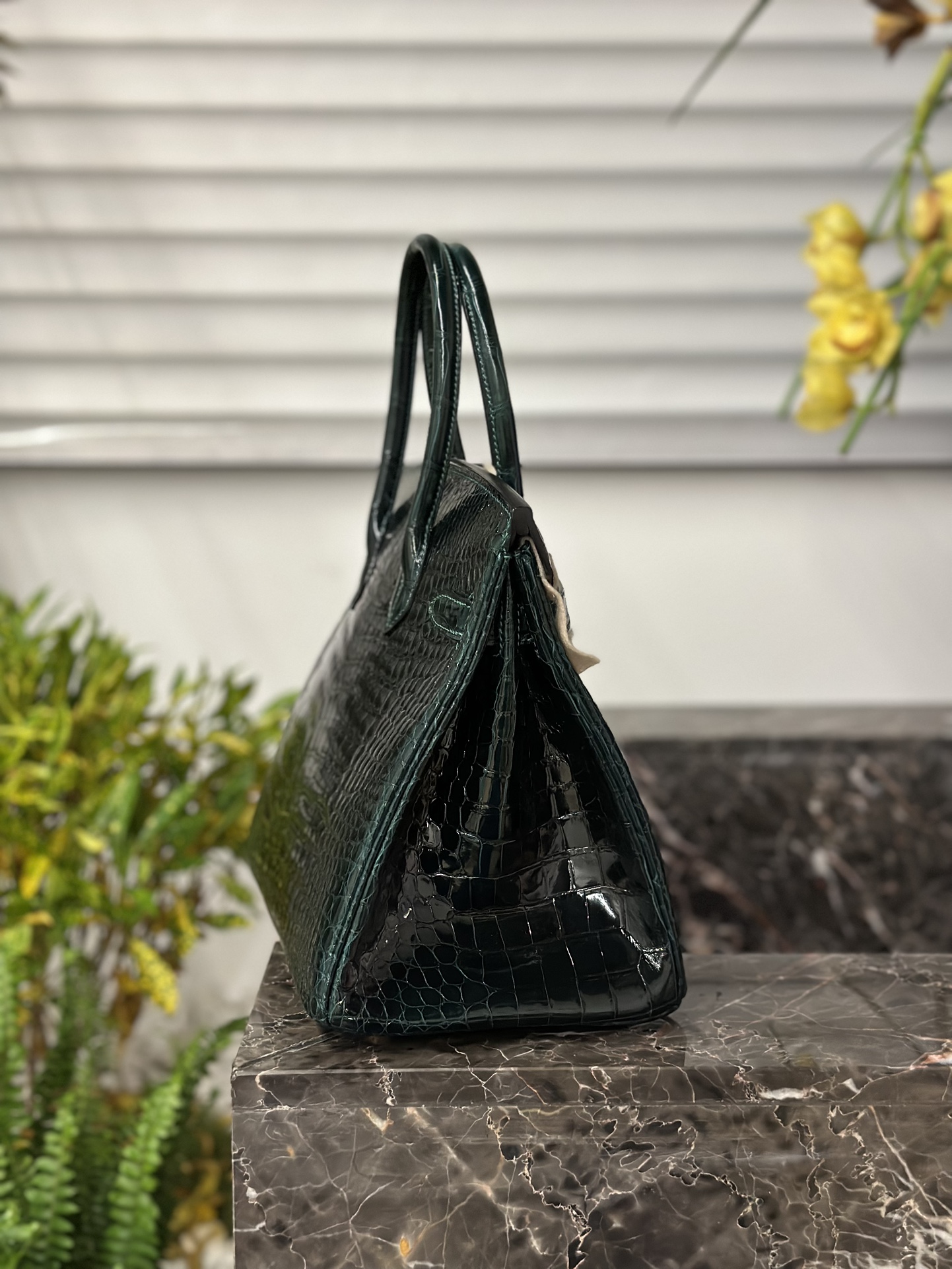 Crocodile Leather Emerald Green 30cm Glossy Top Handle Tote Bag WCB096 photo 5