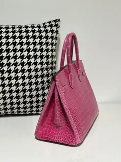 Crocodile Leather Mexican Pink 30cm Glossy Silver Hardware Top Handle Tote Bag WCB100 image 4