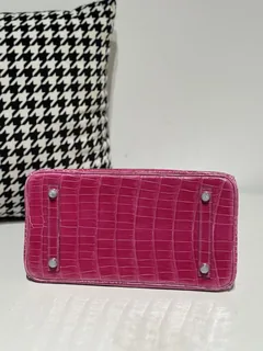 Crocodile Leather Mexican Pink 30cm Glossy Silver Hardware Top Handle Tote Bag WCB100 image 6