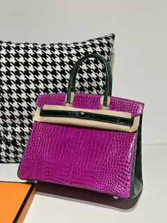 Crocodile Leather Emerald Green 30cm Glossy Silver Hardware Top Handle Tote Bag WCB101 image 1