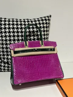 Crocodile Leather Emerald Green 30cm Glossy Silver Hardware Top Handle Tote Bag WCB101 image 2