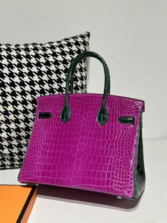 Crocodile Leather Emerald Green 30cm Glossy Silver Hardware Top Handle Tote Bag WCB101 image 3