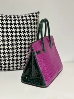 Crocodile Leather Emerald Green 30cm Glossy Silver Hardware Top Handle Tote Bag WCB101 image 4