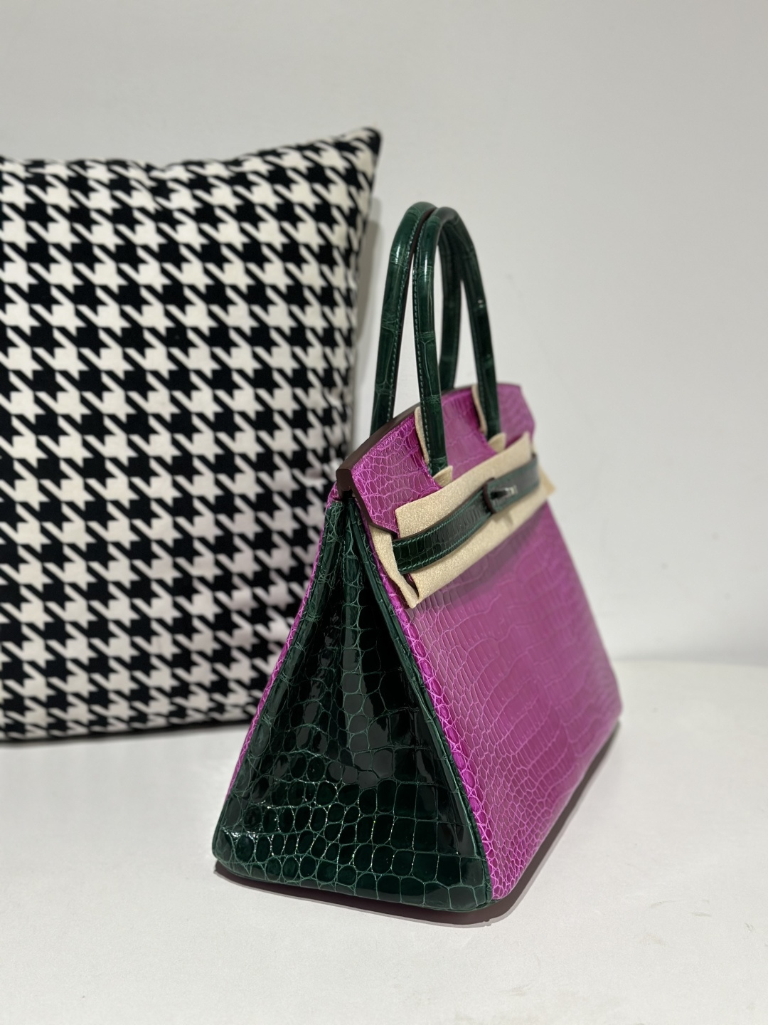 Crocodile Leather Emerald Green 30cm Glossy Silver Hardware Top Handle Tote Bag WCB101 photo 5