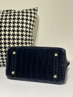 Crocodile Leather Blue 30cm Glossy Gold Hardware Top Handle Tote Bag WCB105 image 6