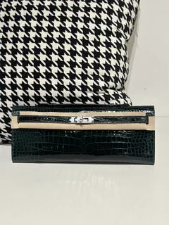 Crocodile Leather Emerald Green 31cm Glossy Silver Hardware Top Handle Bag WCB110 image 1