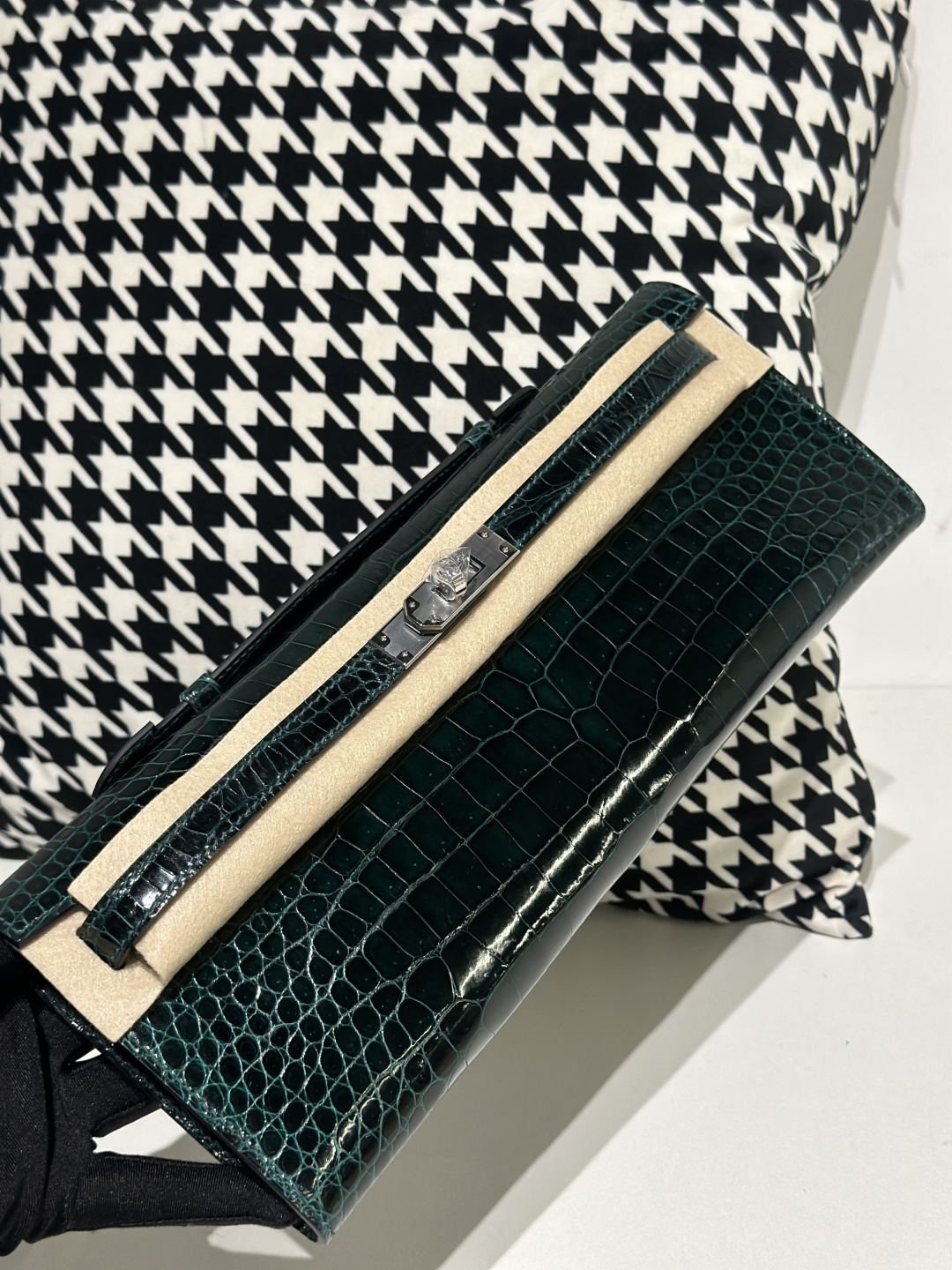 Crocodile Leather Emerald Green 31cm Glossy Silver Hardware Top Handle Bag WCB110 image 2