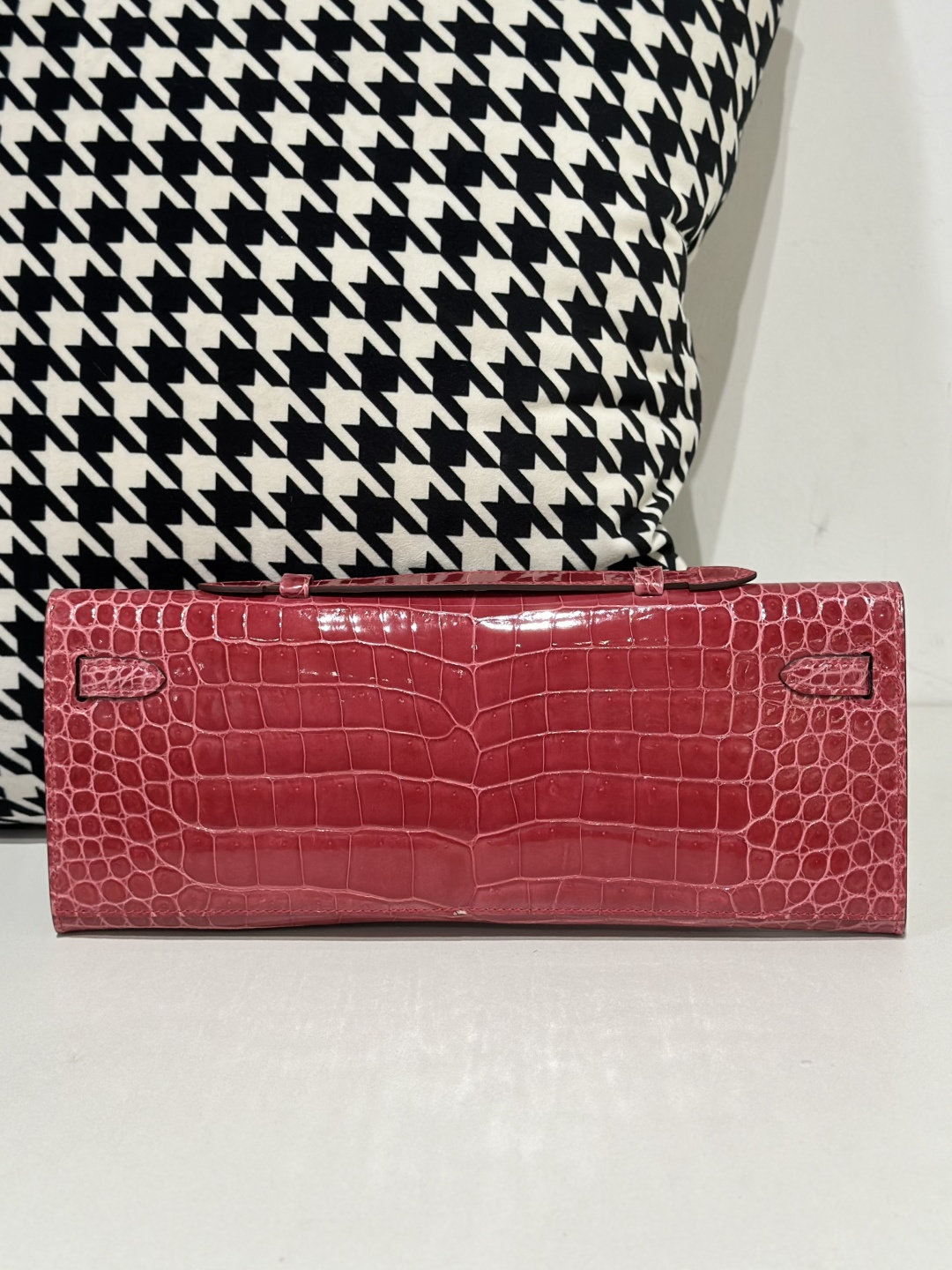 Crocodile Leather Pink 31cm Glossy Silver Hardware Top Handle Bag WCB111 photo 3