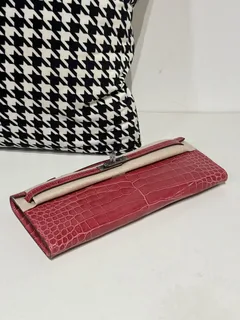 Crocodile Leather Pink 31cm Glossy Silver Hardware Top Handle Bag WCB111 image 6