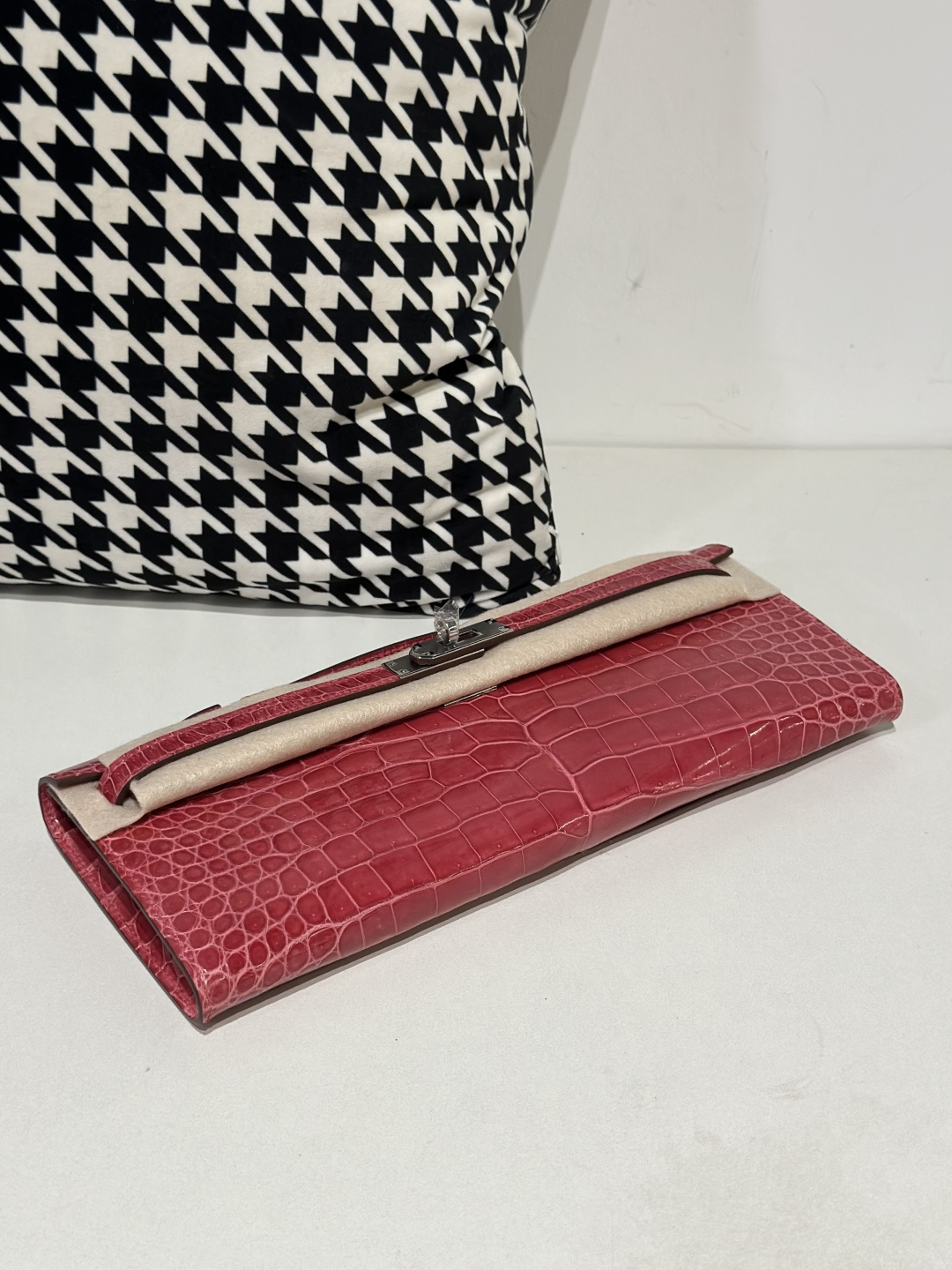 Crocodile Leather Pink 31cm Glossy Silver Hardware Top Handle Bag WCB111 photo 6