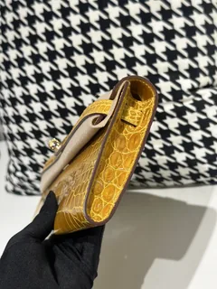 Crocodile Leather Amber Yellow 31cm Glossy Gold Hardware Top Handle Bag WCB112 image 4